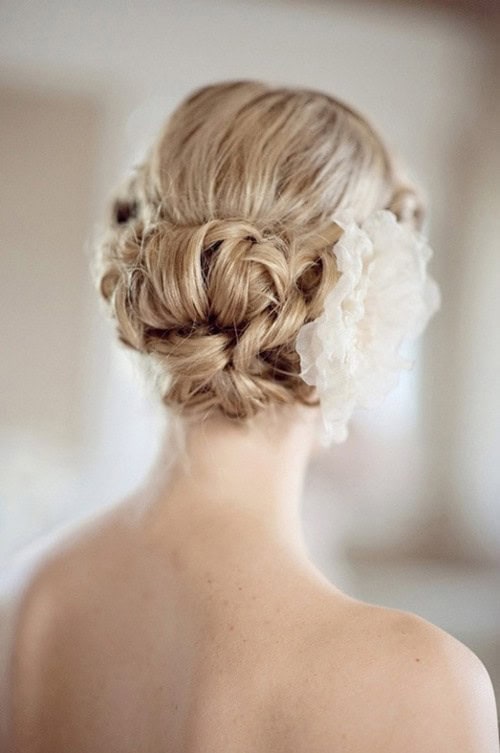 Pinned Twisted Bun with Flower Hair Pin