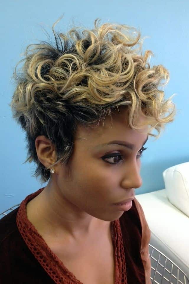 Short with blonde highlights