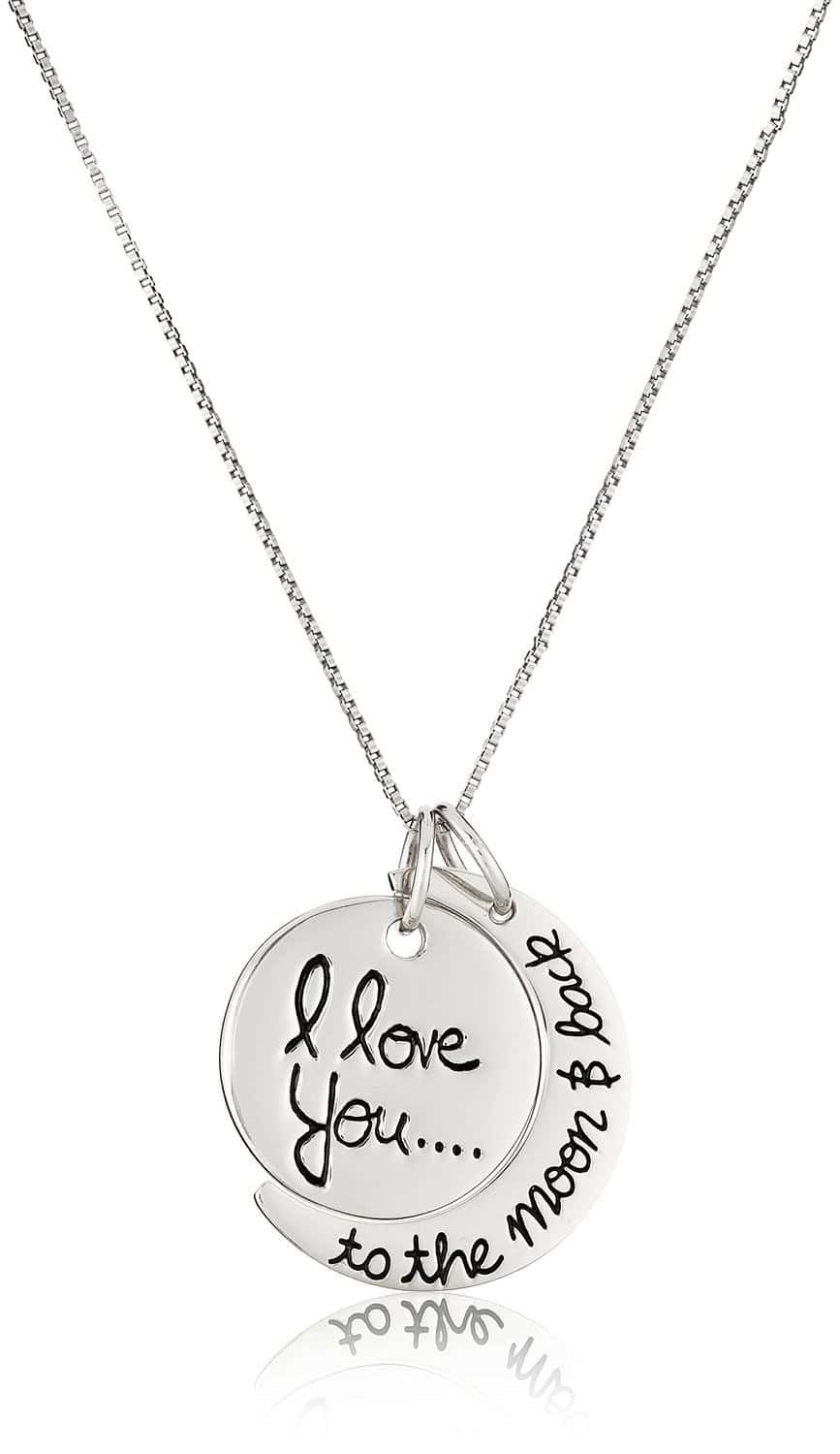 Sterling Silver “I Love You To The Moon and Back” Pendant Necklace