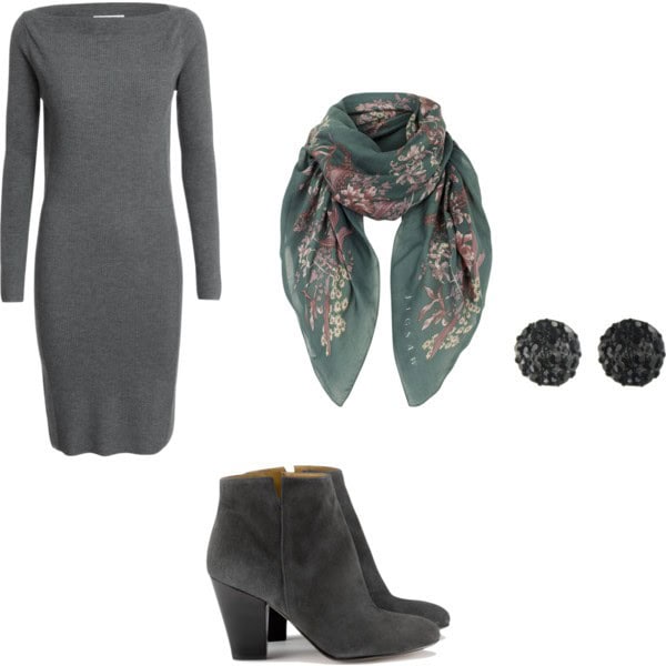 Stormy weather fitted knit dress and suede booties