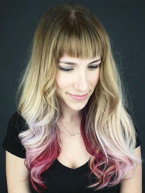 Dark to Light Blonde Ombre with Red Highlights