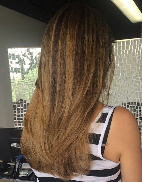 Brown and Caramel Shoulder Length Hair