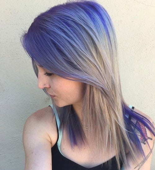 Reverse Blue Toned Lavender Ombre Hair for Girls