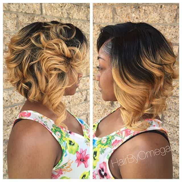 Inverted ombre bob with long asymmetrical front