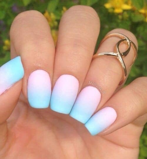 Pink and Blue Matte Nails