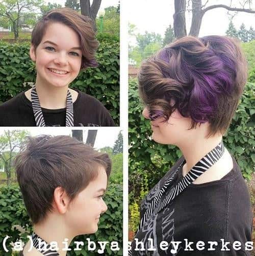 Brown and Purple Pixie Crop