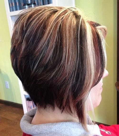 Red, Blonde and Brown Stacked Bob