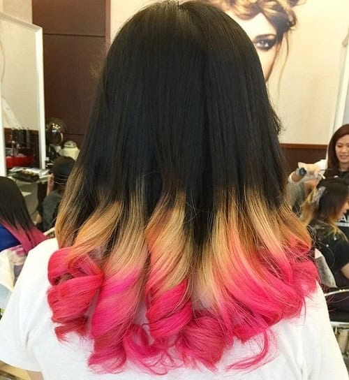 Brown to Blonde and Pink Ombre