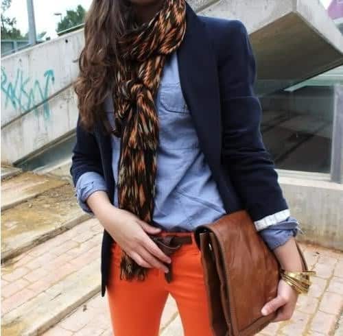 Orange skinny jeans