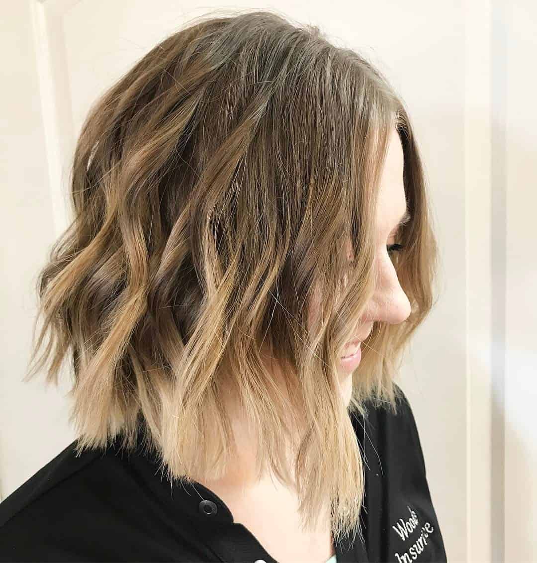 Ombre A-line short bob with longer front and side part