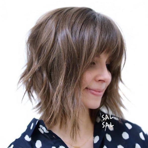 Brown to Pink Shaggy Bob