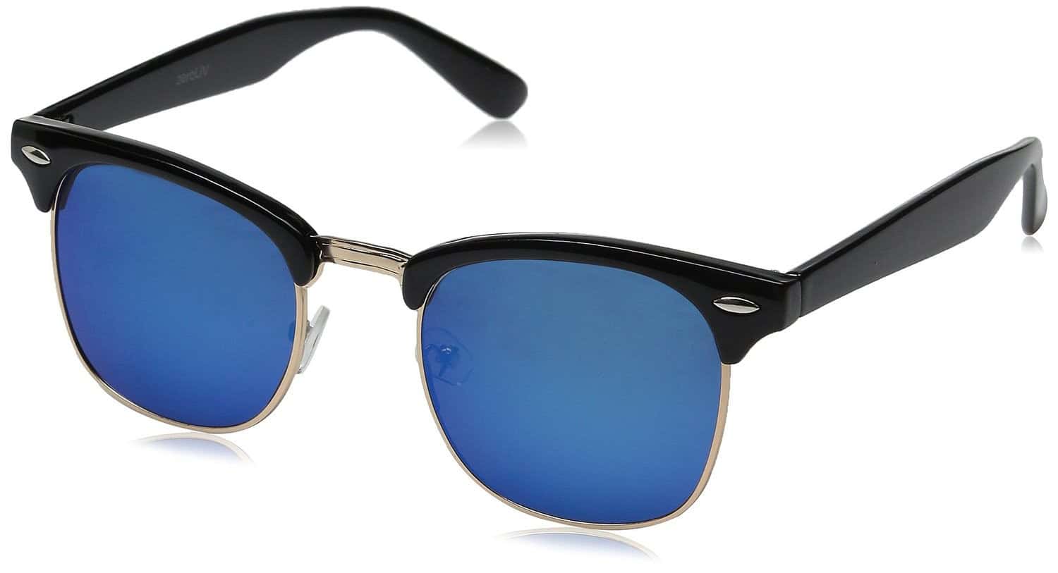 zeroUV – Premium Half Frame Horn Rimmed Sunglasses with Metal Rivets