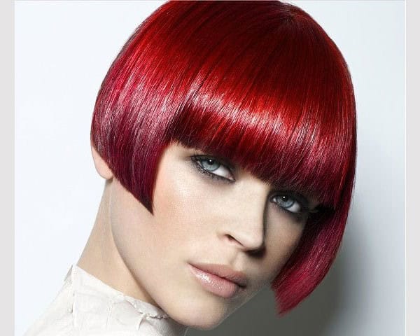 Short red blunt bob