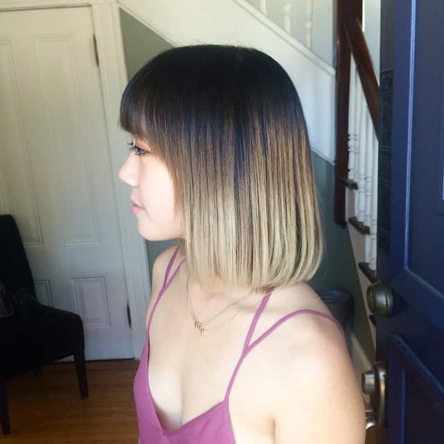 Ombre blunt bob with face-framing bangs