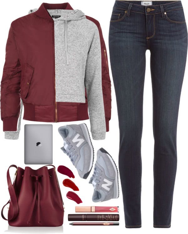 Grey and Burgundy Casual Style