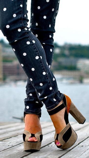 Polka dot skinny jeans