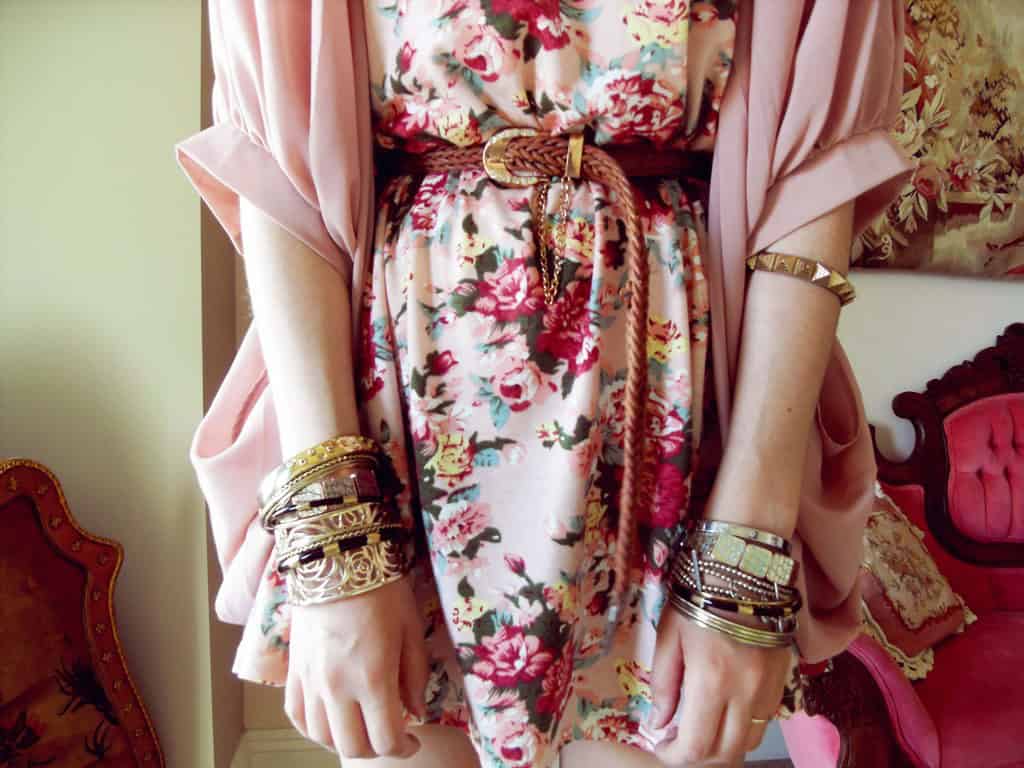 Floral dress and silk jacket