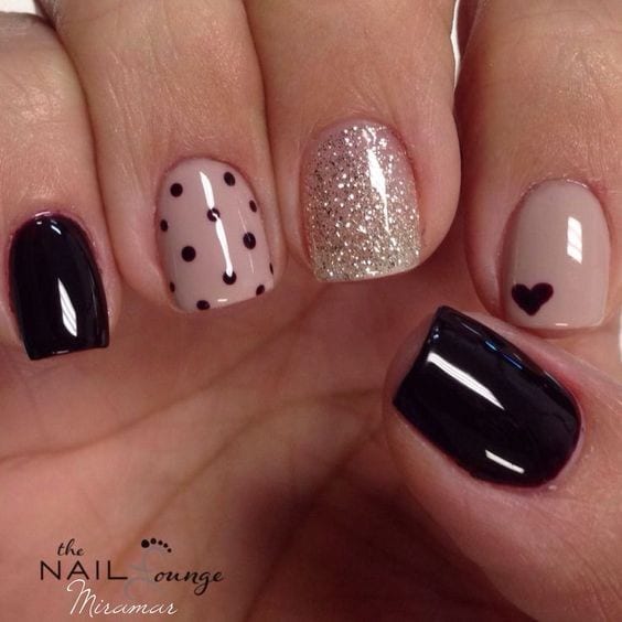 Black and Nude Nail Patterns