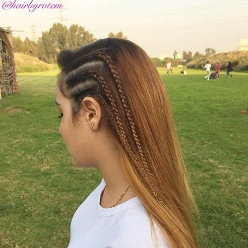 Braided Ombre Hair: Thin Braided Brown and Copper Locks