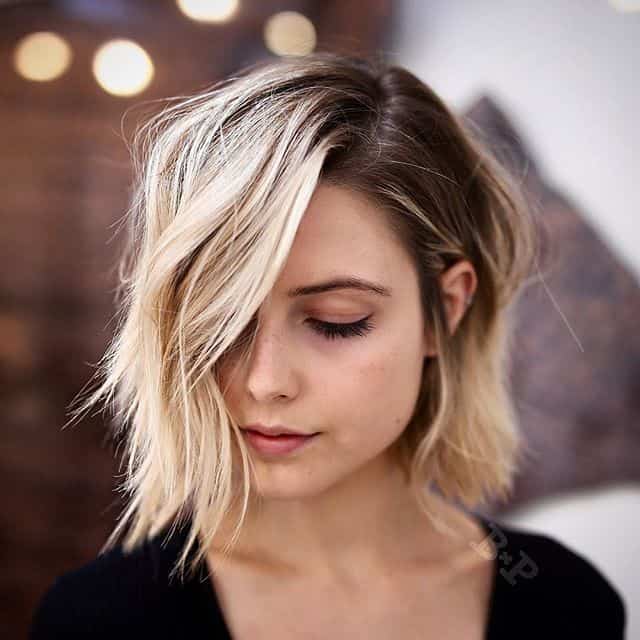 Ombre A-line short bob with longer front and side part