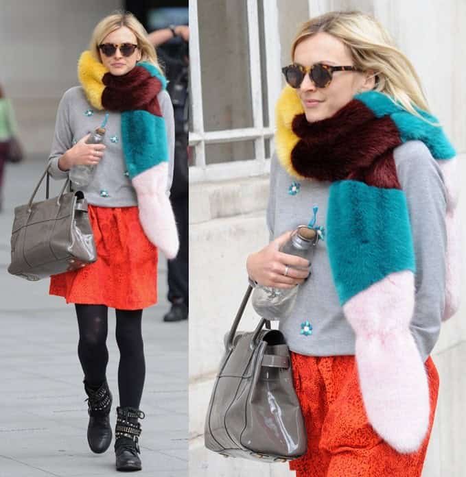 Bright-colored fur stole