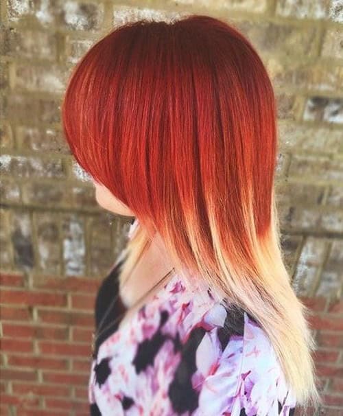 Fiery Red to Blonde Ombre