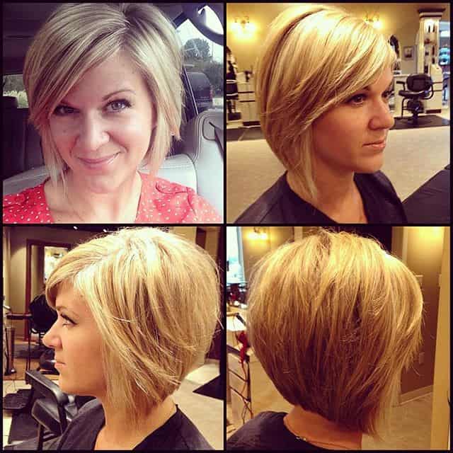 Inverted bob with a side part