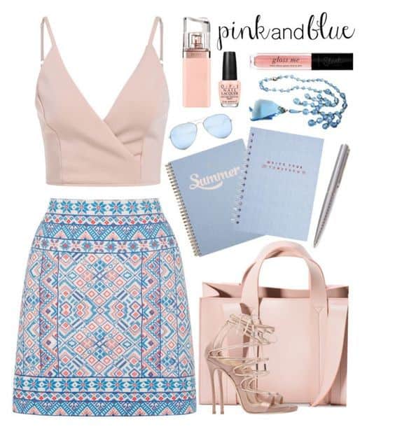 Pastel Patterned A Line Mini Skirt