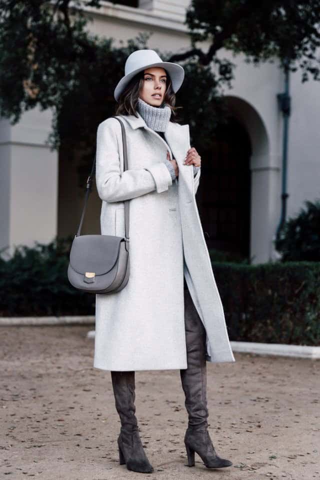 White Long Coat Outfit Idea