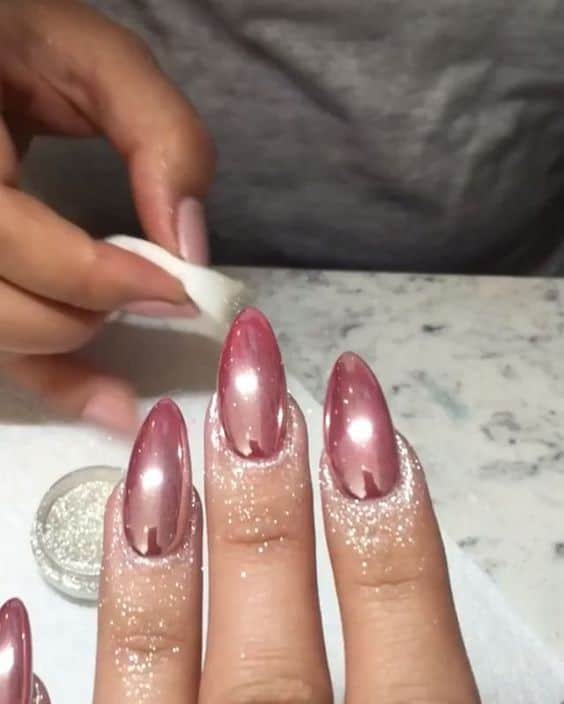 Baby Pink Chrome Nails