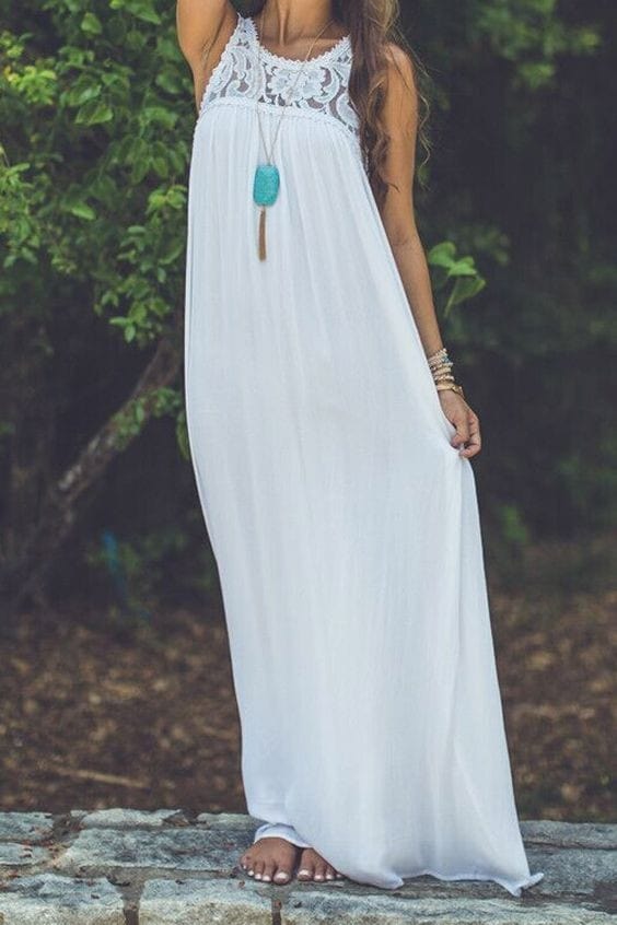 Beautiful White Long Dress Outfit