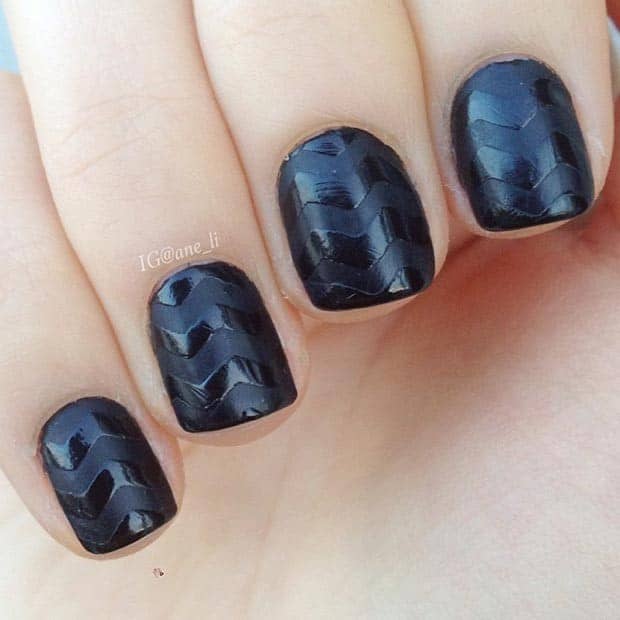 Black Matte Nail Design for Short Nails