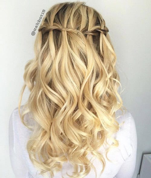 Loose Blonde Waterfall Braid