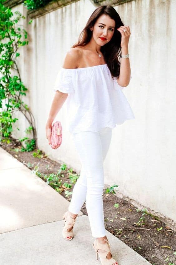 Feminine White Outfit for Summer