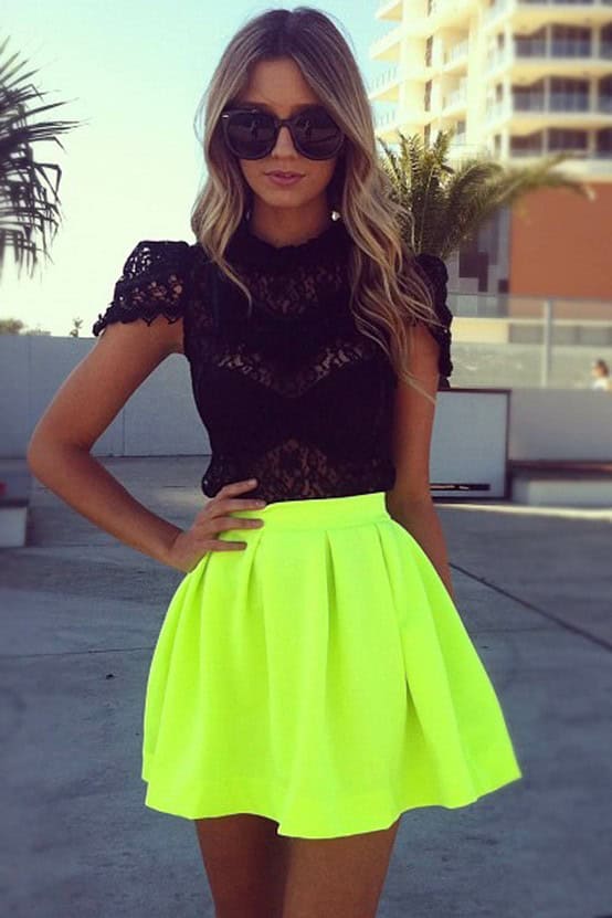 Neon skater skirt