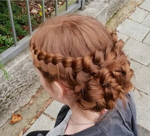 Copper Braided Curly Pinned Look