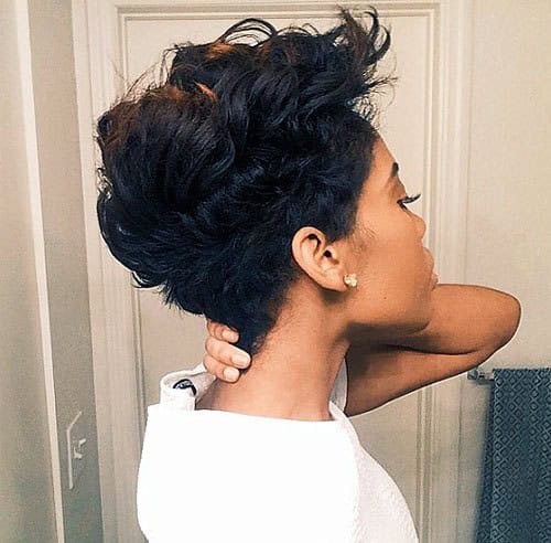 Blue Black Quiffed Crop – long black pixie cut for women