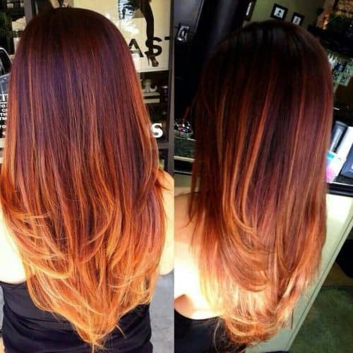 Red to Blonde Ombre Blend for long hair