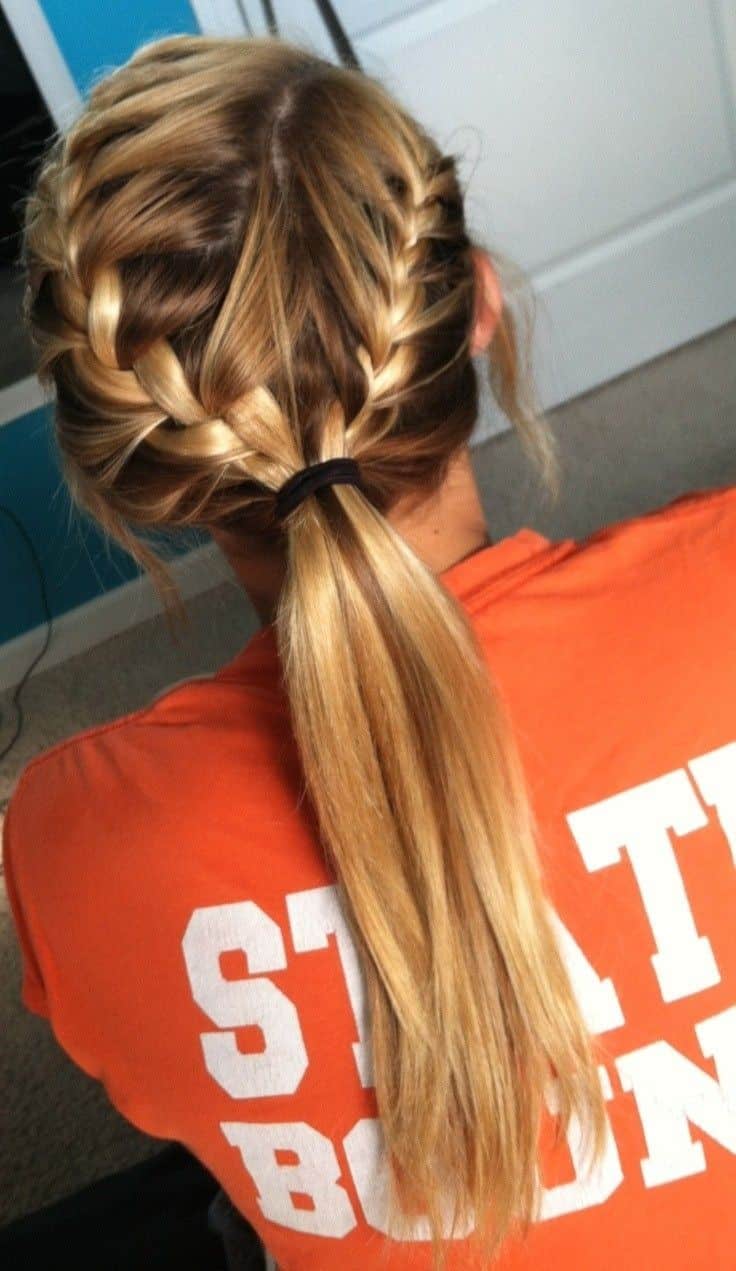 Two French braid ponytails