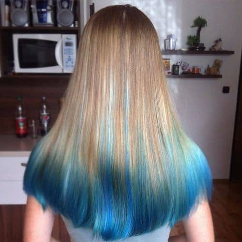 Blonde with Bright Blue Ends