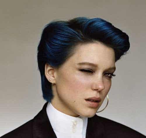 Vintage blue short cut for thick hair