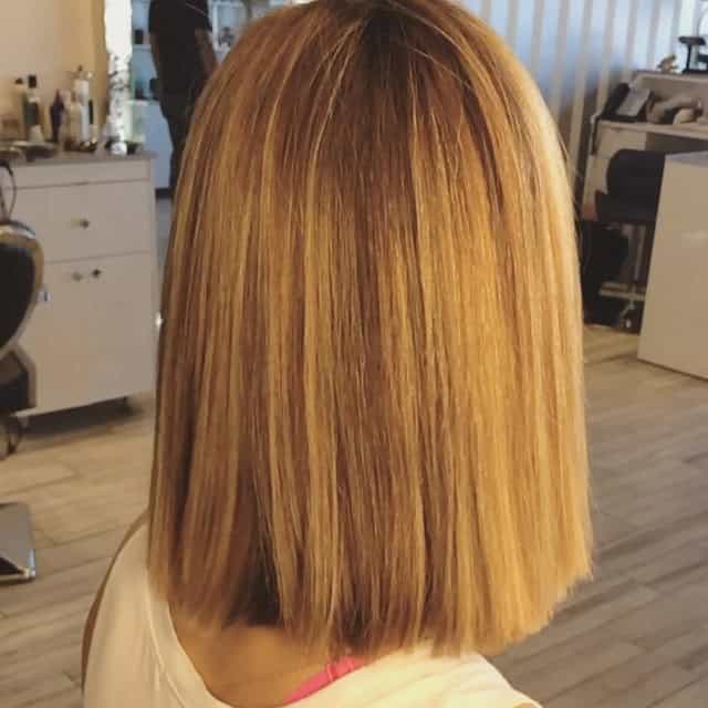 Buttery blonde blunt lob