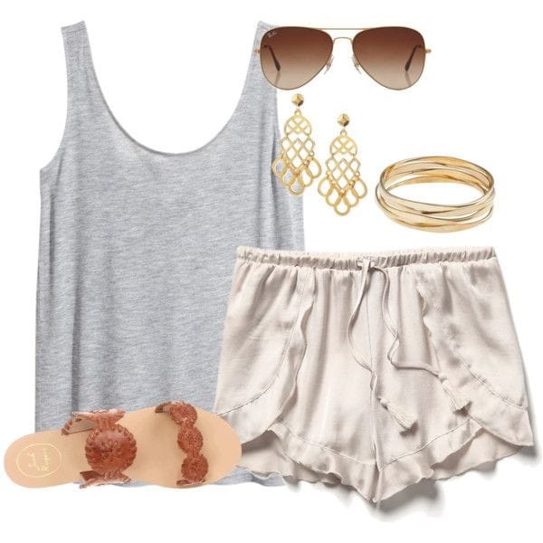 Cotton tank and silk shorts