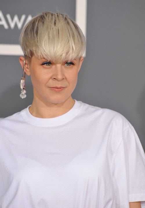 White Blonde Bob with Long Fringe