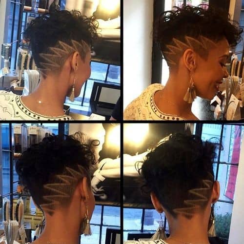 Curly and Shaved Hairstyle Combination