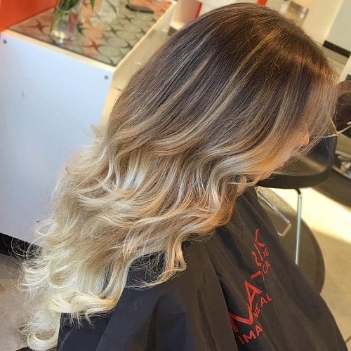 Brown to White Blonde Tight Curls