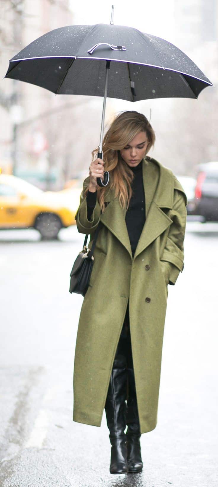 Faddish Long Coat with Over-Knee Boots