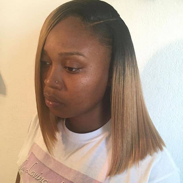 Traditional ombre blunt bob with middle part