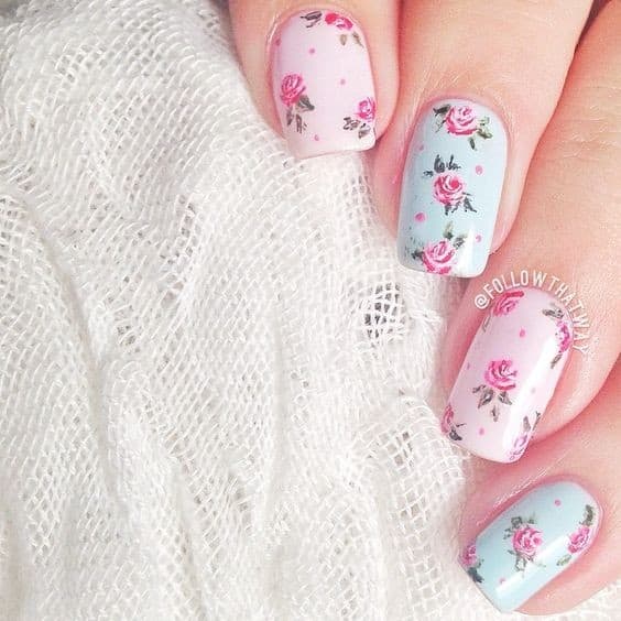 Pastel Floral Nail Design