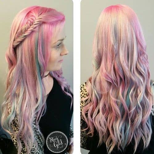 Pink and Blue Hair With Fishtail Braids